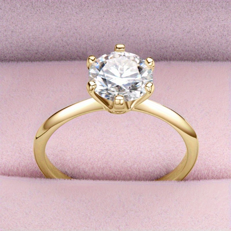 Ethic Diam Moissanite Ring, 925 Sterling Silver Elegant Design